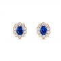 14k Rose Gold 14k Rose Gold Blue Sapphire And Diamond Floral Stud Earrings - Three-Quarter View -  103727 - Thumbnail