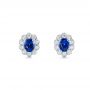 14k White Gold Blue Sapphire And Diamond Floral Stud Earrings