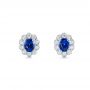  Platinum Platinum Blue Sapphire And Diamond Floral Stud Earrings - Three-Quarter View -  103727 - Thumbnail