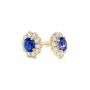 14k Yellow Gold 14k Yellow Gold Blue Sapphire And Diamond Floral Stud Earrings - Front View -  103727 - Thumbnail