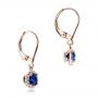 18k Rose Gold 18k Rose Gold Blue Sapphire And Diamond Halo Drop Earrings - Front View -  101031 - Thumbnail