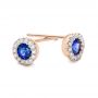 14k Rose Gold 14k Rose Gold Blue Sapphire And Diamond Halo Earrings - Front View -  100978 - Thumbnail