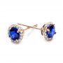 18k Rose Gold 18k Rose Gold Blue Sapphire And Diamond Halo Earrings - Front View -  101020 - Thumbnail