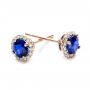 14k Rose Gold 14k Rose Gold Blue Sapphire And Diamond Halo Earrings - Front View -  101020 - Thumbnail