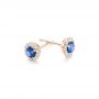18k Rose Gold 18k Rose Gold Blue Sapphire And Diamond Halo Earrings - Front View -  102669 - Thumbnail