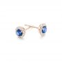 14k Rose Gold 14k Rose Gold Blue Sapphire And Diamond Halo Earrings - Front View -  102669 - Thumbnail