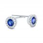 14k White Gold Blue Sapphire And Diamond Halo Earrings - Front View -  100978 - Thumbnail