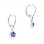 14k White Gold Blue Sapphire And Diamond Halo Earrings - Front View -  102627 - Thumbnail