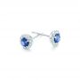  Platinum Platinum Blue Sapphire And Diamond Halo Earrings - Front View -  102669 - Thumbnail