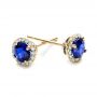 14k Yellow Gold 14k Yellow Gold Blue Sapphire And Diamond Halo Earrings - Front View -  101020 - Thumbnail