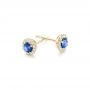 18k Yellow Gold 18k Yellow Gold Blue Sapphire And Diamond Halo Earrings - Front View -  102669 - Thumbnail