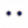 18k Rose Gold 18k Rose Gold Blue Sapphire And Diamond Halo Stud Earrings - Top View -  103512 - Thumbnail