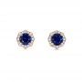 14k Rose Gold 14k Rose Gold Blue Sapphire And Diamond Halo Stud Earrings - Top View -  103512 - Thumbnail