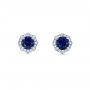 14k White Gold 14k White Gold Blue Sapphire And Diamond Halo Stud Earrings - Top View -  103512 - Thumbnail