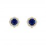 18k Yellow Gold 18k Yellow Gold Blue Sapphire And Diamond Halo Stud Earrings - Top View -  103512 - Thumbnail
