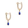 18k Rose Gold 18k Rose Gold Blue Sapphire And Diamond Huggies - Front View -  107919 - Thumbnail