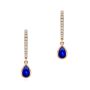 18k Rose Gold 18k Rose Gold Blue Sapphire And Diamond Huggies - Three-Quarter View -  107919 - Thumbnail