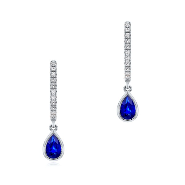 Blue Sapphire and Diamond Huggies - Image