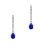 14k White Gold Blue Sapphire And Diamond Huggies - Three-Quarter View -  107919 - Thumbnail