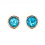 18k Rose Gold 18k Rose Gold Blue Topaz Bezel Set Stud Earrings - Three-Quarter View -  101027 - Thumbnail