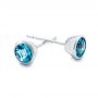 14k White Gold Blue Topaz Bezel Set Stud Earrings - Front View -  101027 - Thumbnail