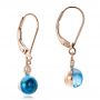 14k Rose Gold 14k Rose Gold Blue Topaz Cabochon And Diamond Earrings - Front View -  100450 - Thumbnail