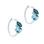 14k White Gold Blue Topaz Cluster Hoop Earrings - Front View -  107912 - Thumbnail