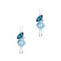 14k White Gold Blue Topaz Cluster Hoop Earrings - Three-Quarter View -  107912 - Thumbnail