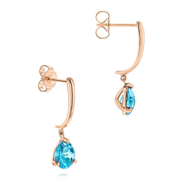 18k Rose Gold 18k Rose Gold Blue Topaz Dangle Earrings - Front View -  106389