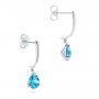 18k White Gold 18k White Gold Blue Topaz Dangle Earrings - Front View -  106389 - Thumbnail