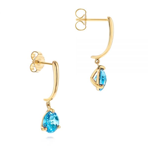 14k Yellow Gold 14k Yellow Gold Blue Topaz Dangle Earrings - Front View - 106389