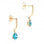 14k Yellow Gold 14k Yellow Gold Blue Topaz Dangle Earrings - Front View -  106389 - Thumbnail