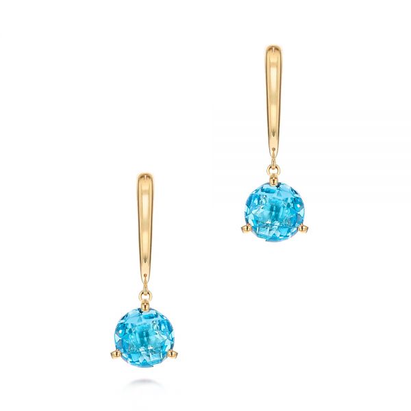 18k Yellow Gold 18k Yellow Gold Blue Topaz Dangle Earrings - Three-Quarter View -  106389