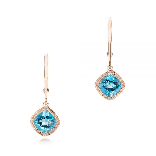 18k Rose Gold 18k Rose Gold Blue Topaz Earrings - Three-Quarter View -  102704