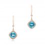 18k Rose Gold Blue Topaz Earrings