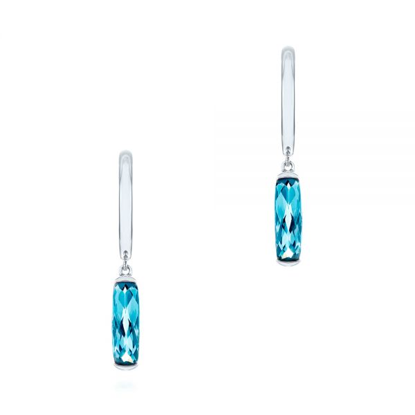 Blue Topaz Huggie Earrings - Image