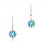 18k Rose Gold Blue Topaz Leverback Earrings