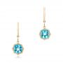 18k Yellow Gold Blue Topaz Leverback Earrings