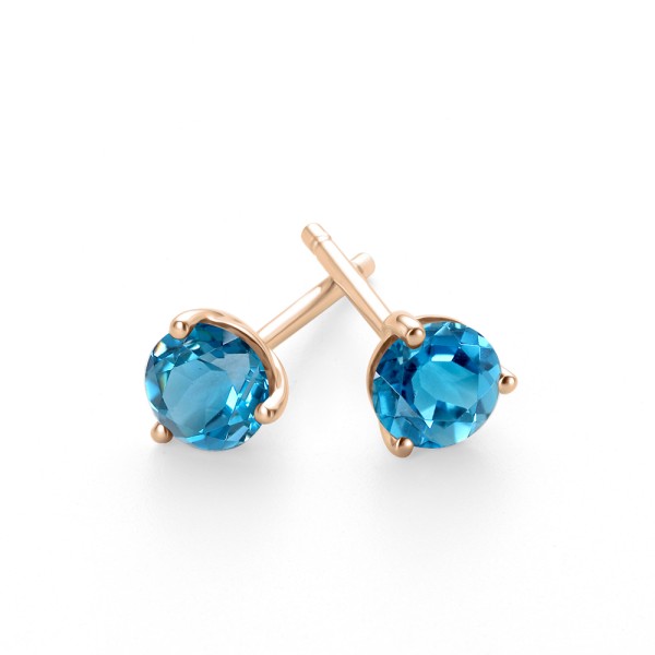 18k Rose Gold 18k Rose Gold Blue Topaz Martini Studs - Flat View -  108023