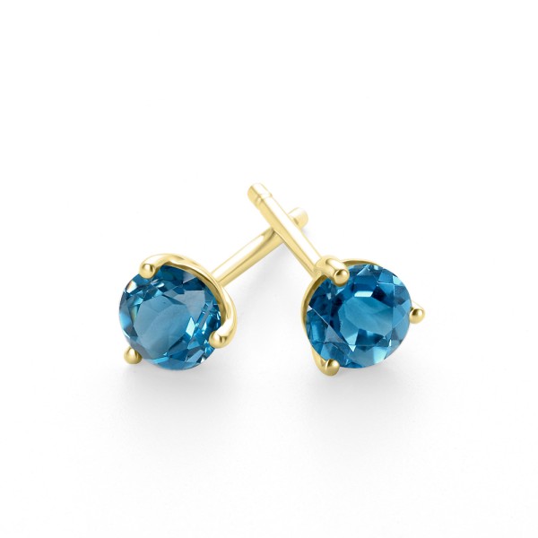 14k Yellow Gold 14k Yellow Gold Blue Topaz Martini Studs - Flat View -  108023