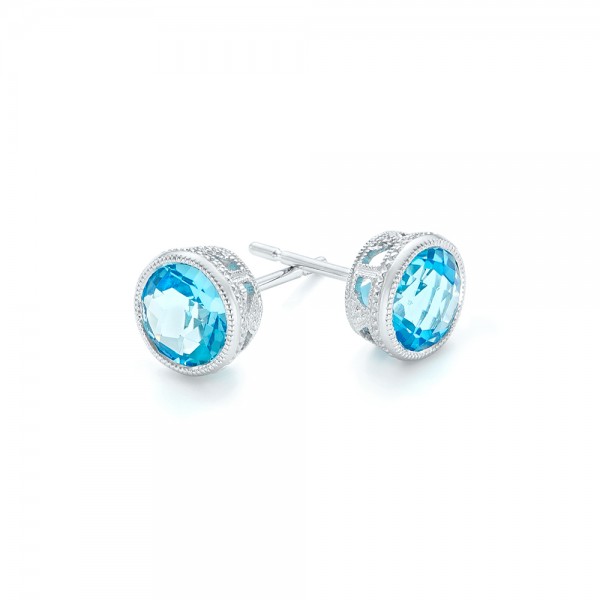 Blue Topaz Stud Earrings - front perspective