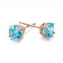 18k Rose Gold 18k Rose Gold Blue Topaz Stud Earrings - Front View -  100929 - Thumbnail