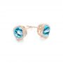 18k Rose Gold 18k Rose Gold Blue Topaz Stud Earrings - Front View -  103351 - Thumbnail