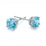  Platinum Platinum Blue Topaz Stud Earrings - Front View -  100929 - Thumbnail