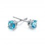 14k White Gold Blue Topaz Stud Earrings - Front View -  100930 - Thumbnail