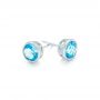 14k White Gold Blue Topaz Stud Earrings - Front View -  102664 - Thumbnail