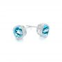 14k White Gold Blue Topaz Stud Earrings - Front View -  103351 - Thumbnail