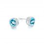  Platinum Platinum Blue Topaz Stud Earrings - Front View -  103351 - Thumbnail