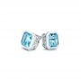 14k White Gold Blue Topaz Stud Earrings - Front View -  106037 - Thumbnail