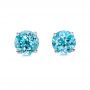 14k White Gold Blue Topaz Stud Earrings - Three-Quarter View -  100929 - Thumbnail